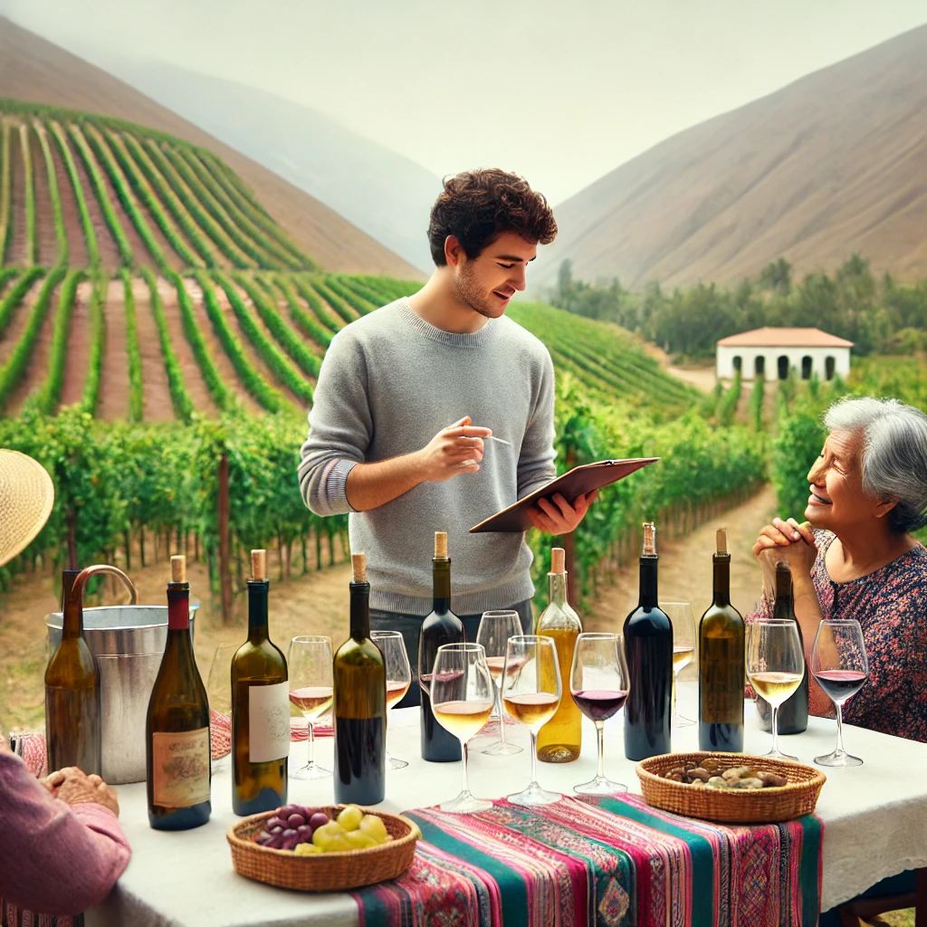 Turistas degustando vinos locales en el Valle de Majes